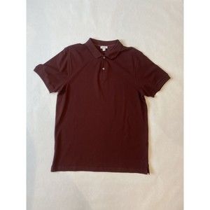 Men's Sunspel Pique Polo Shirt XL Maroon Slim Fit Cotton Knit